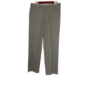 Savane Gray Mens Tailored 2 u Flex Waist Pleated Dress Pants 33x30